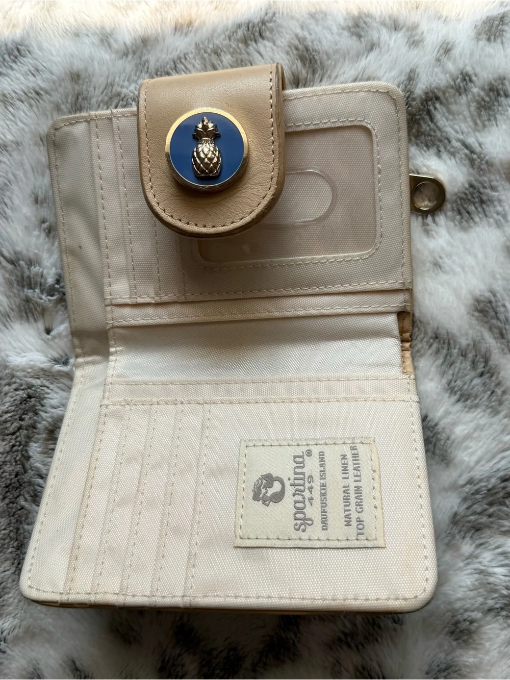 Spartina 449 Blue & Tan Woven Pineapple Snap Card Holder